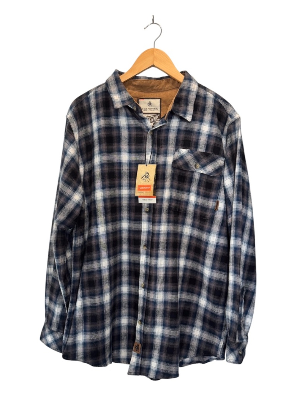 Legendary Whitetails Buck Camp Flannel Plaid Button Down Shirt Mens Large L